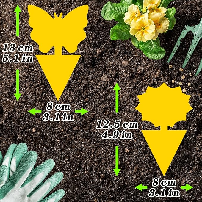 Landisun Fruit Fly Traps 48PCS Fungus Gnat-Traps for Indoor-Outdoor Yellow Fruit-Fly Sticky-Trap Plants Flying Bug Insects Traps - Cart Shape