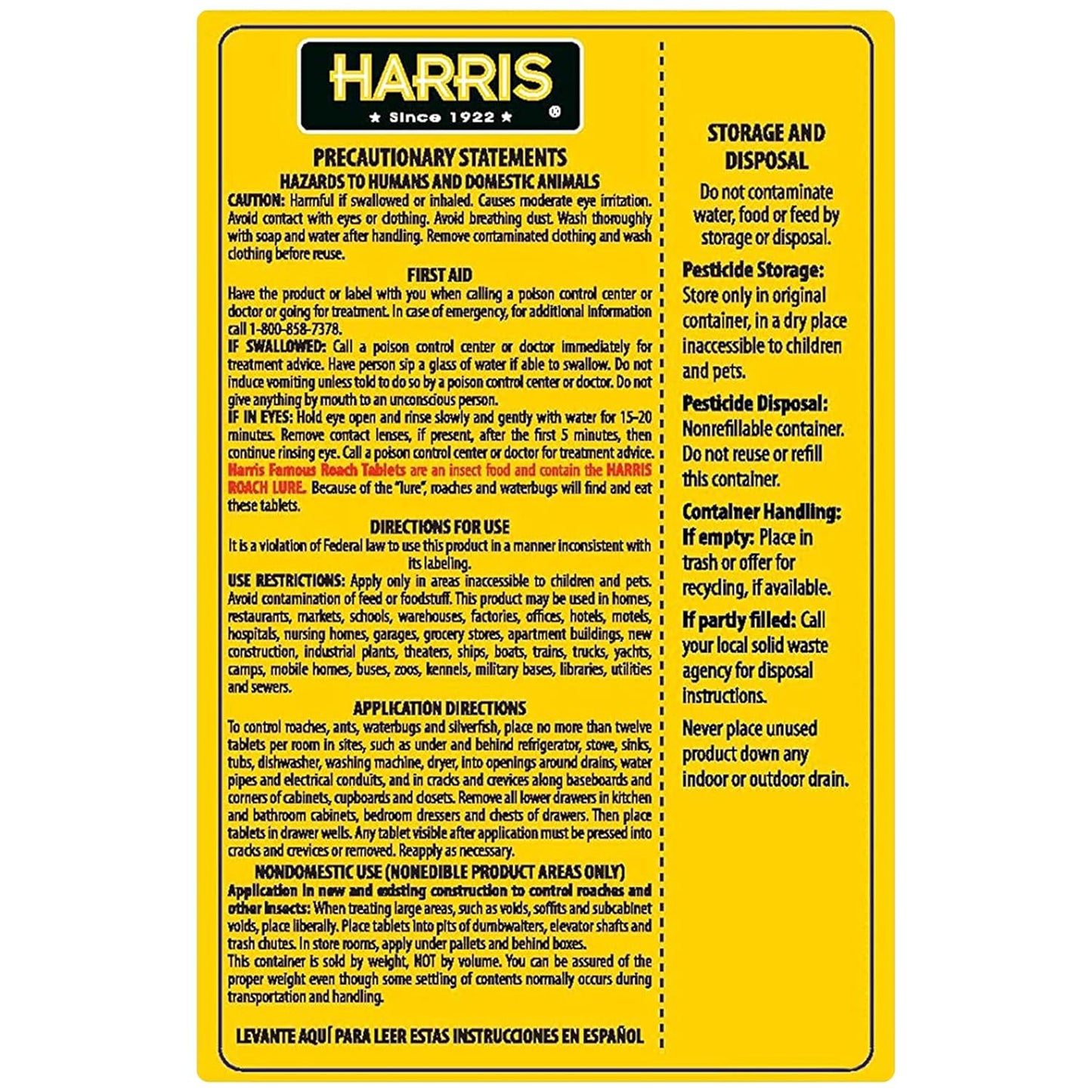 Harris Roach Tablets, Boric Acid Roach and Insects Killer with Lure, Alternative to Bait Traps (6oz, 145 Tablets), Yellow