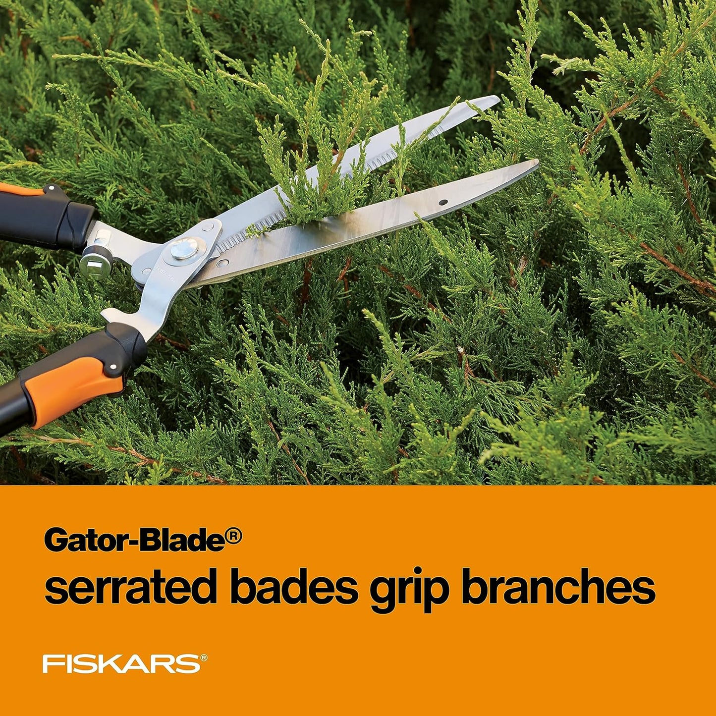 Fiskars Power-Lever Hedge Shears - 25"-33" Extendable Handle - Plant Cutting Scissors - Yard and Garden Tools - Orange/Black