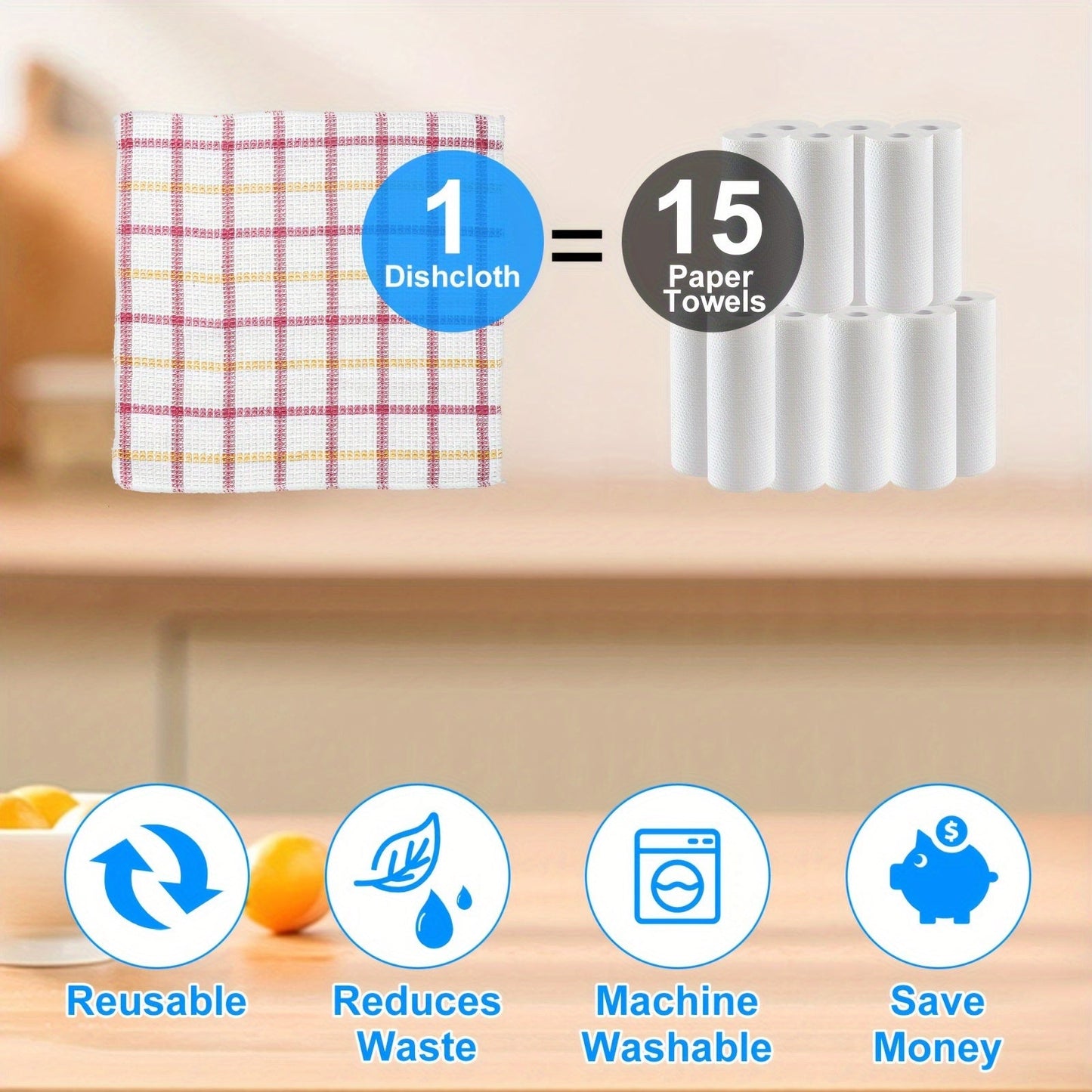 12pcs Kitchen Dish Cloths, Soft Absorbent Dishwashing Towel, Household Cleaning Tools, Reusable & Durable, 35cm/13in