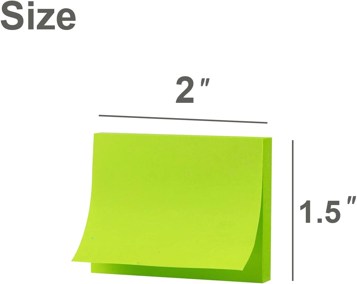 (50 Pads) Sticky Notes 1.5x2, 10 Colors Self Sticky Notes, Sticky Pads, Recyclable, Self-Stick Pads, Easy to Post for Home, Office, Notebook