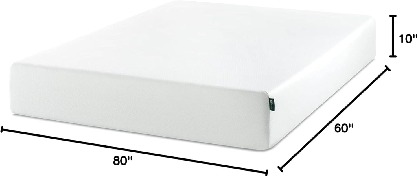 ZINUS 10 Inch Queen Green Tea Memory Foam Mattress [New Version], Fiberglass free, Medium Firm Feel, Zoned Pressure Relief, Certified Safe Foams & Fabric, Mattress in A Box