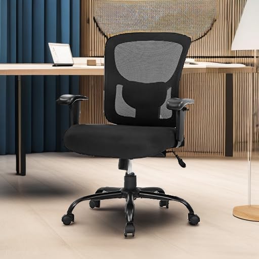 BestOffice Big and Tall Office Chair 500lbs Desk Chair Mesh Computer Chair with Lumbar Support Wide Seat High Back Task Executive Ergonomic Chair for Home Office (Black)