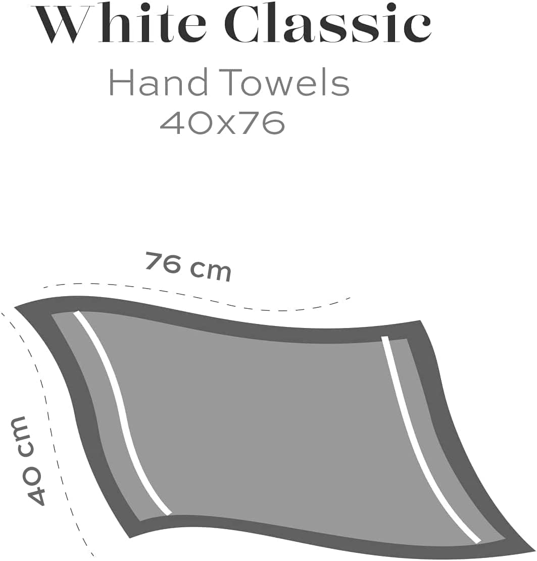 Luxury White Hand Towels - Soft 100% Turkish Cotton | Highly Absorbent Hotel spa Bathroom Towel Collection | 16x30 Inch | Set of 6