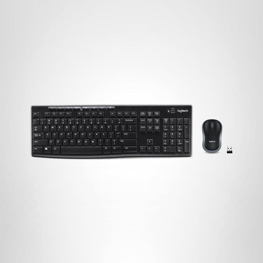 Logitech MK270 Wireless Keyboard and Mouse Combo for Windows, 2.4 GHz, 8 Multimedia Keys, PC, Laptop, Wireless Keyboard Compact Mouse Combo - Black