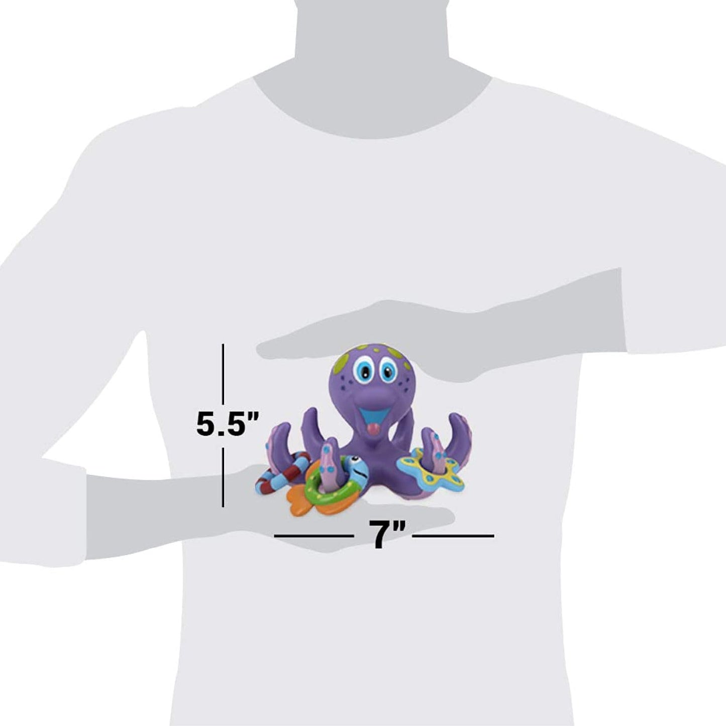 Nuby Floating Octopus with 3 Hoopla Rings - Baby & Toddler Bath Toy - No Hole Design Keeps Moisture Out - Fine Motor Skills - 18+ Months - Great Baby Pool Toys