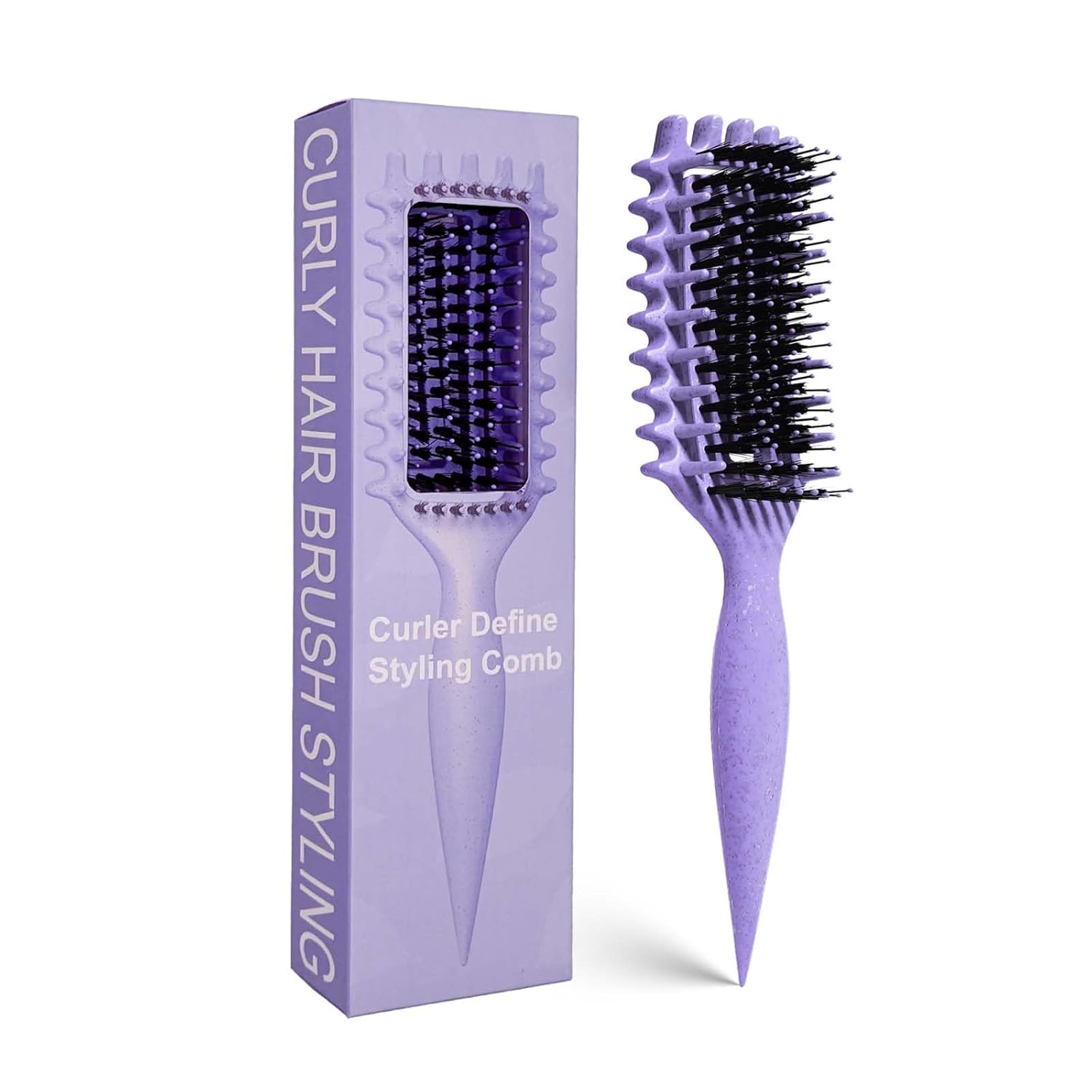 Curly Hair Brush Candybrush Curl Defining Brush for Detangling Shaping and Defining Curls for Women, Men, Wet & Dry Hair (Purple)