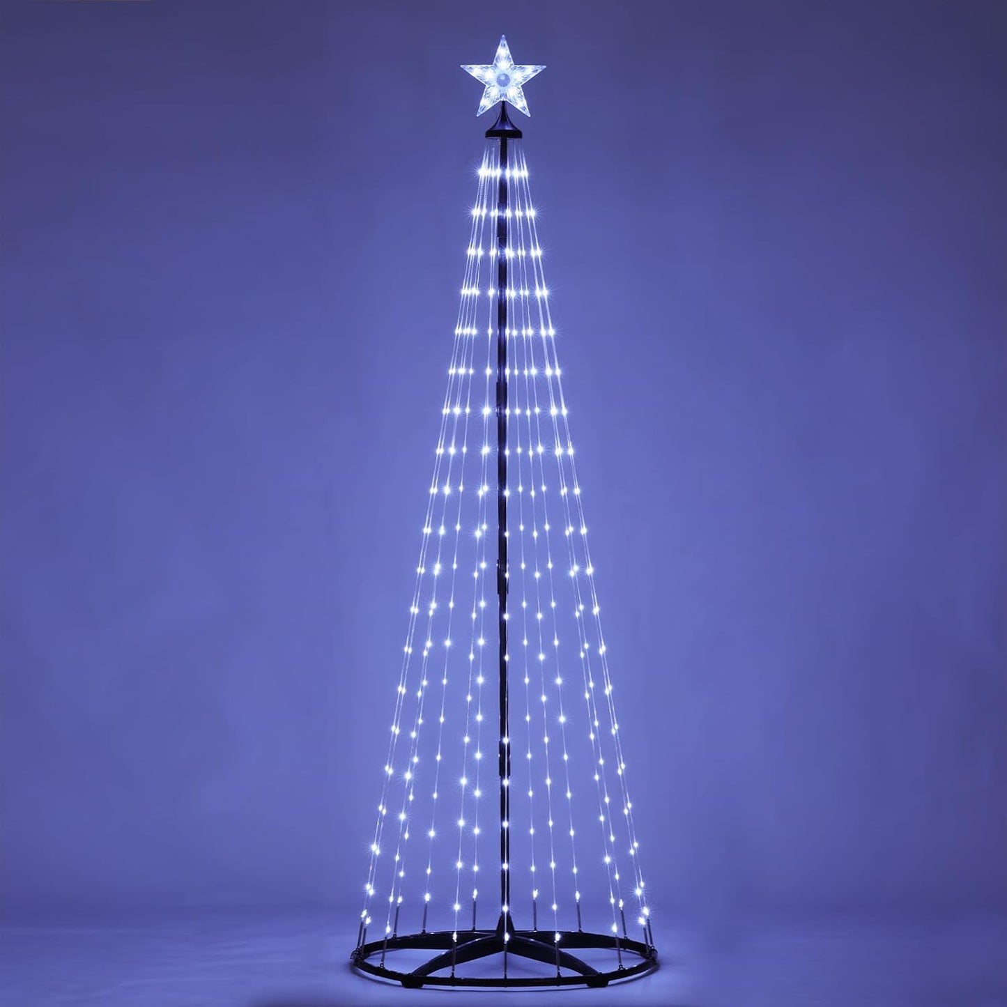 Christmas Outdoor Lighted Trees 7FT Prelit Christmas Cone Tree with 310 LEDs 8 Lighting Modes and Timer for Indoor Outdoor Xmas Porch Lawn