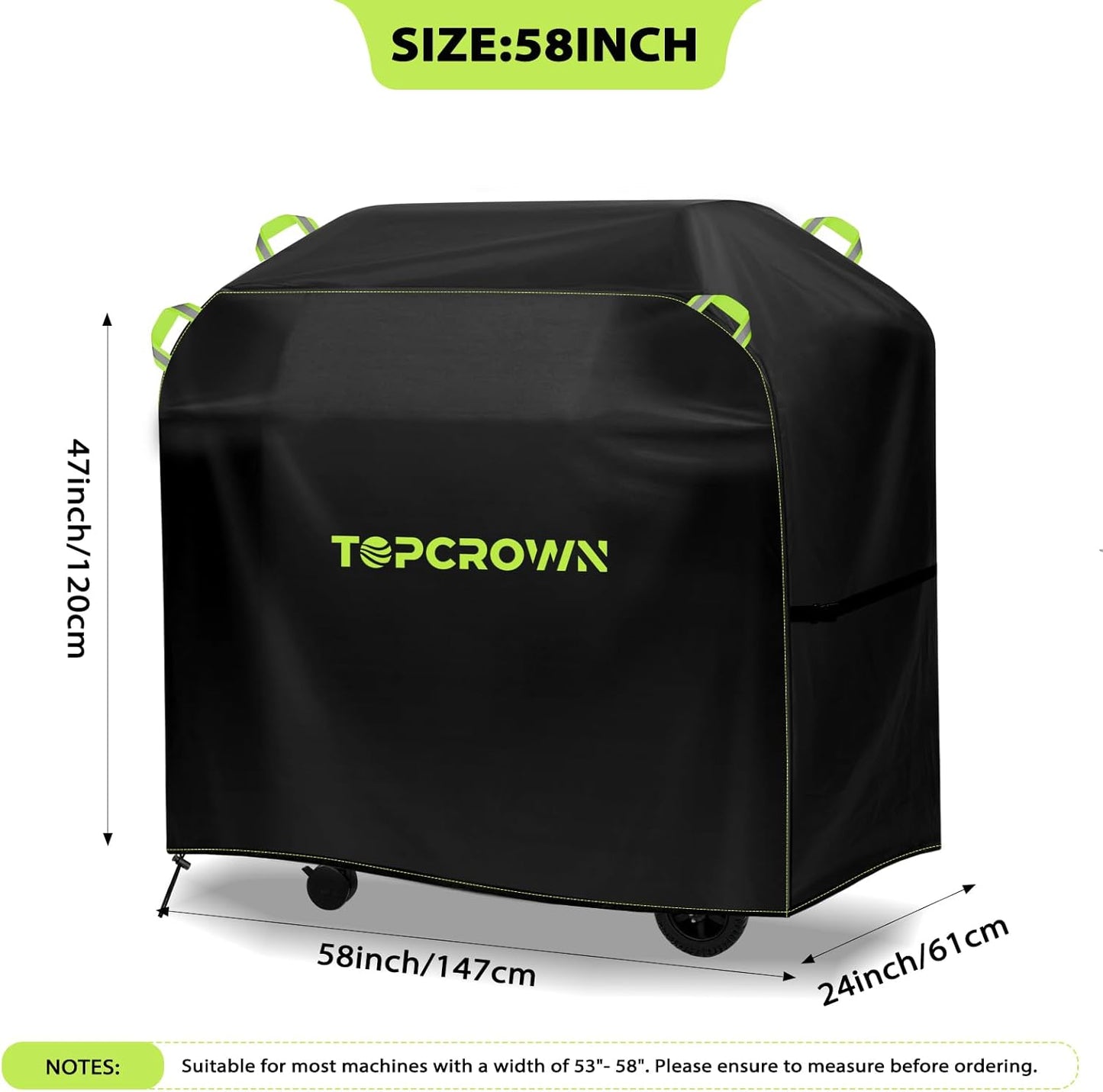 Grill Cover for Outdoor Grill, Universal Fit 45"-75" BBQ Gas Grill Waterproof Anti-UV Oxford Fabric Windproof Design with Adjustable Straps, Fits Weber/Char-Broil/Nexgrill and More (58")