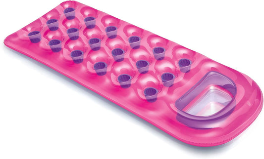 INTEX 18-Pocket Inflatable Pool Float Lounger with Pillow – 74" x 28" Raft for Adults – Suntanner Swimming Mat, Assorted Colors