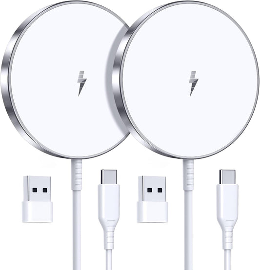 Magnetic Wireless Charger 15W Fast Mag Safe Charger for Cell iPhone 17 Pro Max/17 Pro/17 Air/17/16/15/14/13/12 Series 2 Pack Charging Pad for AirPods 3/2/Pro 2/Pro Mag-Safe Original Replacement