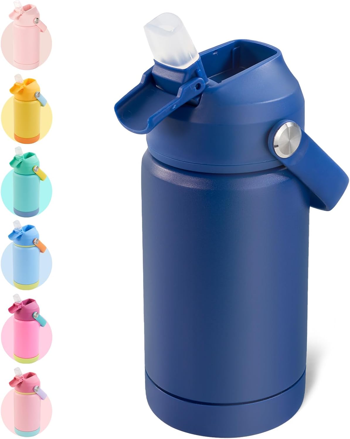 Kerilyn 12oz Kids Water Bottle, Stainless Steel Insulated Water Bottle For Kids, Toddler Cup With Straws Leak-proof, Kids Water Bottles For School Boys Girls, BPA Free, Blue