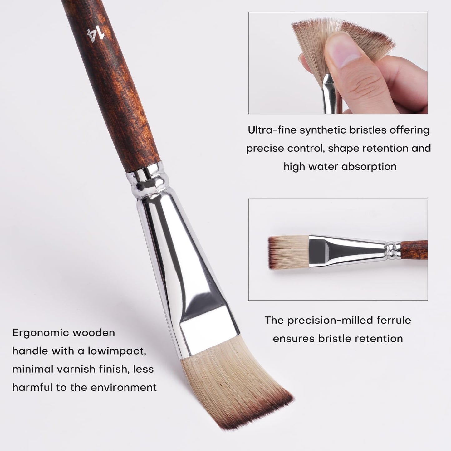 25pcs Paint Brush Set, Fuumuui Acrylic Paint Brushes, Professional Artist Series with Wide Flat, Filbert, Fan, Dagger, Cat Tongue, Round, Angle, Rigger for Oil, Acrylic Canvas Paintings, Face Painting