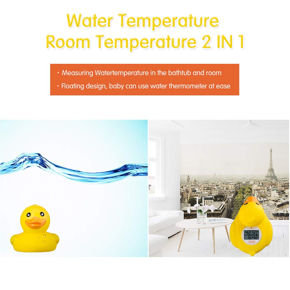 b&h Baby Bath Thermometer, The Infant Bath Floating Toy Safety Temperature Water Thermometer, Baby Bath Essentials (Classic Duck)