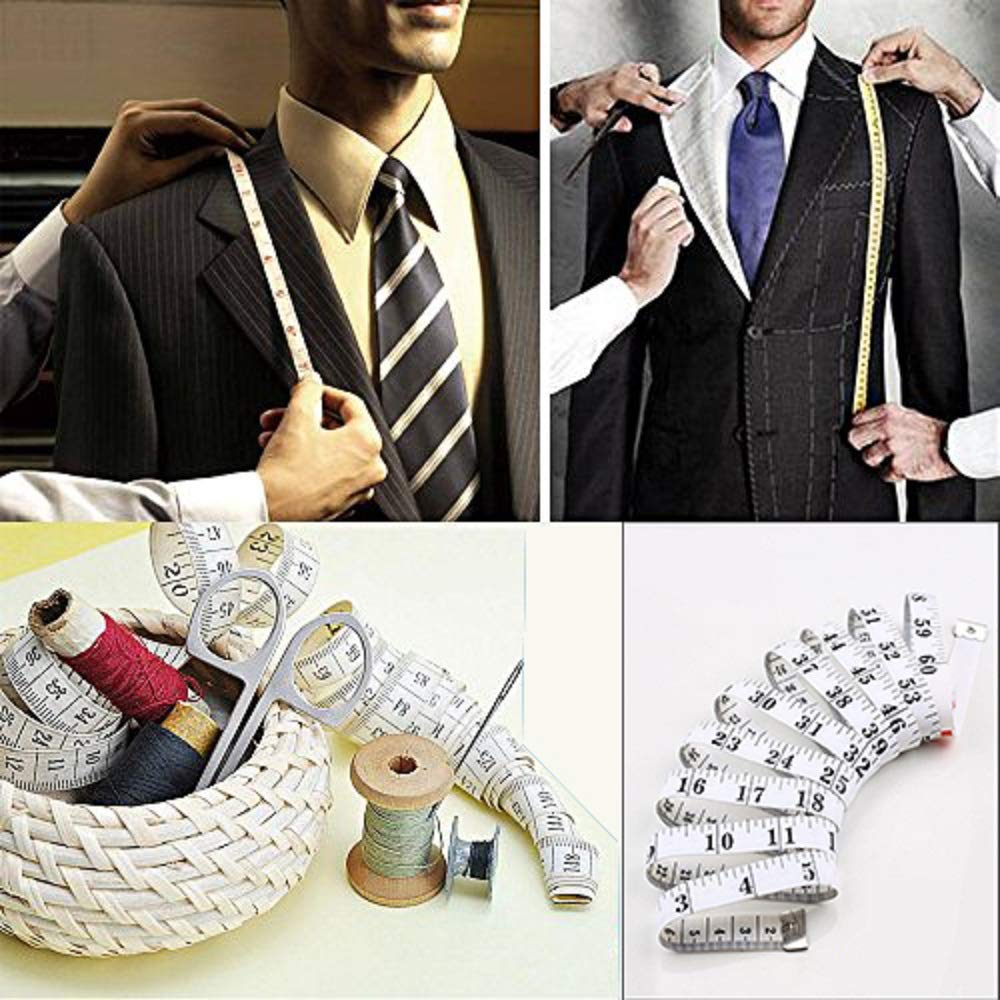 GDMINLO Soft Tape Measure Double Scale Body Sewing Flexible Tailor Craft Vinyl Ruler for Weight Loss Medical Body Measurement, Has Centimetre Scale on Reverse Side 60-inch（White）