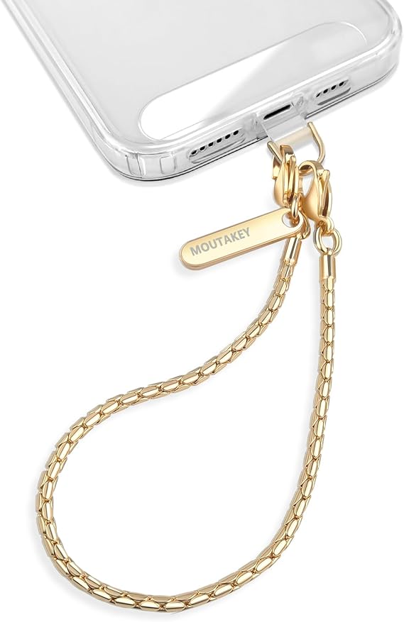 Phone Wrist Strap Metal Phone Chain Wristlet Strap Detachable iPhone Lanyard Wrist with 2 Tether Tabs iPhone Charm strap For Women girls Shopping Traveling Party Walking