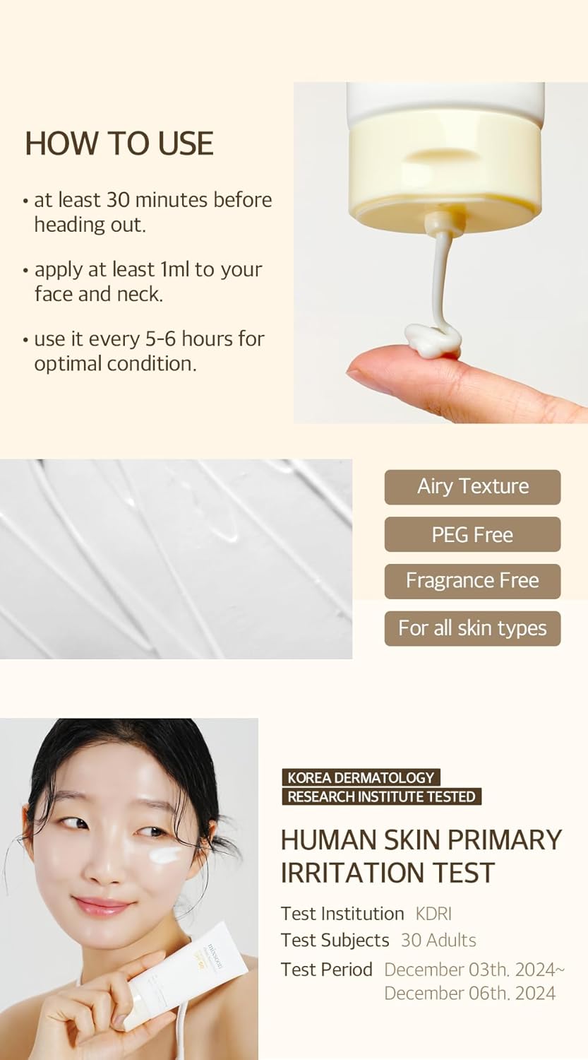 mixsoon Bean Sunscreen 1.69 Fl. Oz. / 50ml SPF 50 Airy Texture Type Lightweight No White Cast For Face Korean Glass Skin Care