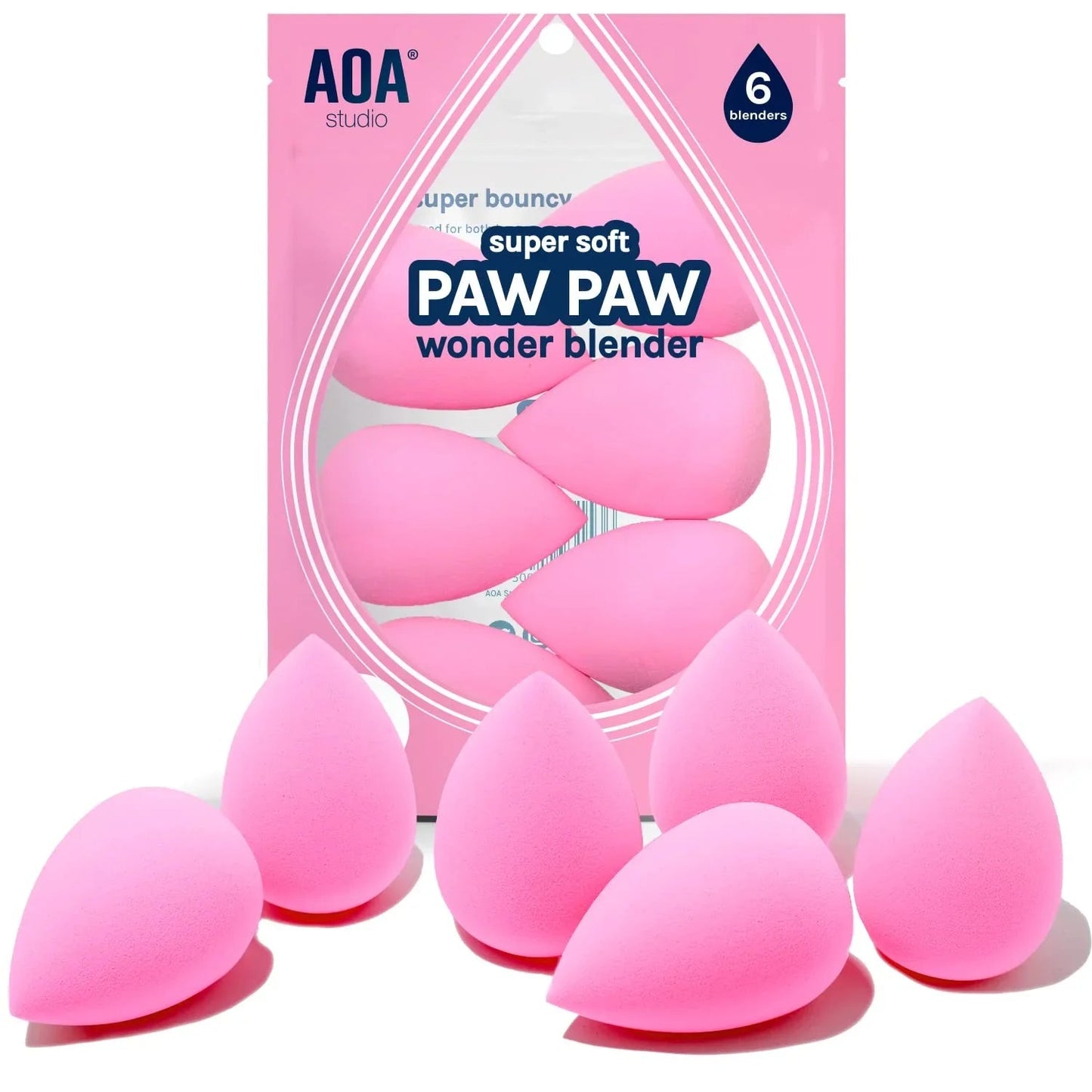 AOA Studio Latex-Free Makeup Sponge Set of 6, Super Soft for Powder, Cream & Liquid - Cart Shape