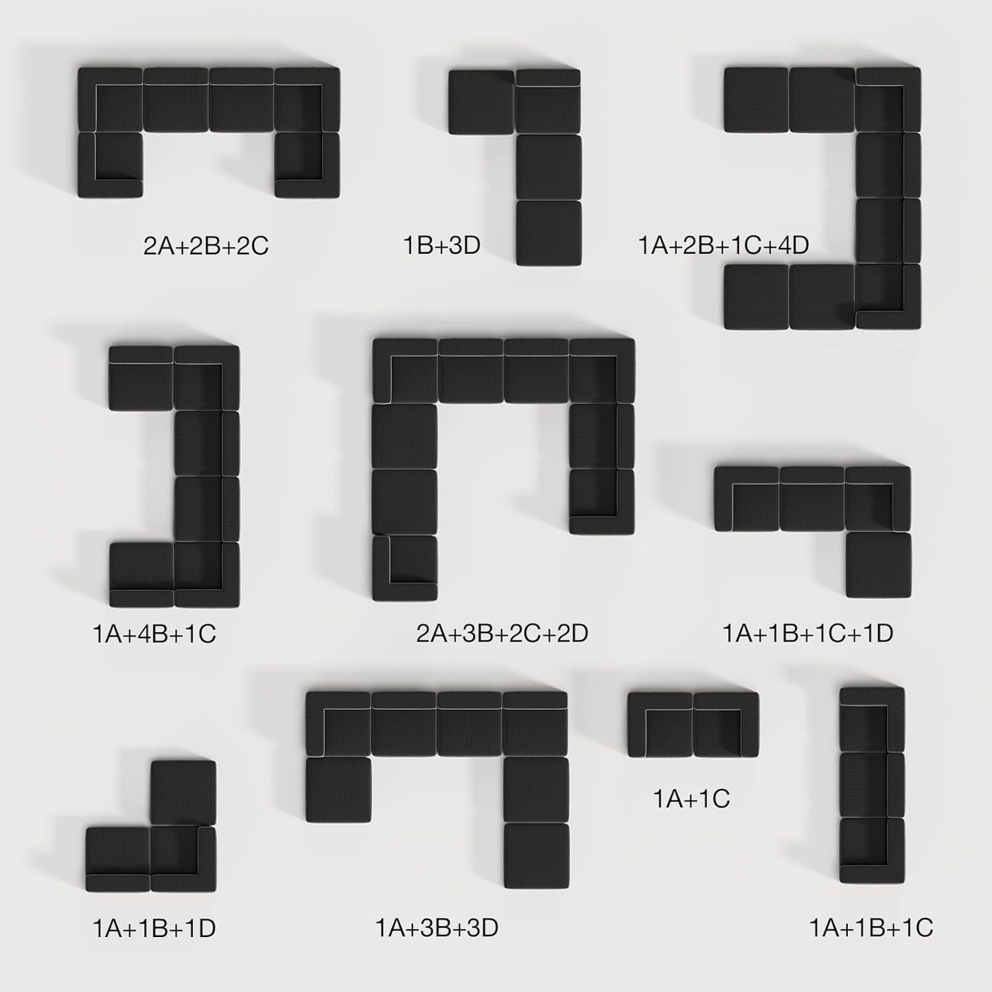 Novilla 106" Modular Sectional Sofa, Modern Cloud Sectional Couch with Smarts Coil Support, L-Shape Boneless Couch for Living Room Apartments Bedroom, No Assembly Required (3 Seater + 1 Ottoman)