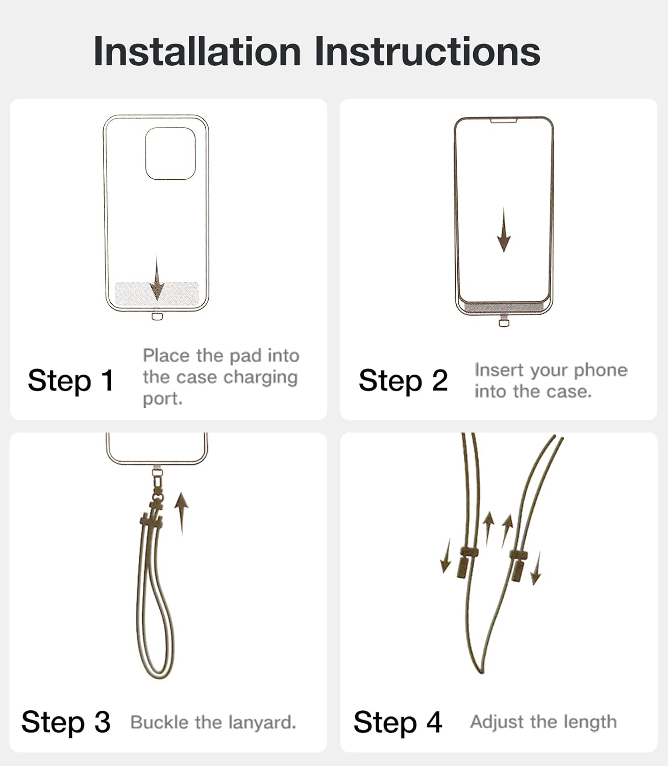 TORRAS Phone Lanyard Crossbody with 2 Phone Tabs, Adjustable Anti Theft Phone Strap for All Phones, Premium Metal Buckles, Skin-Friendly, Universal Cell Phone Neck lanyard for Travel Essentials, Black