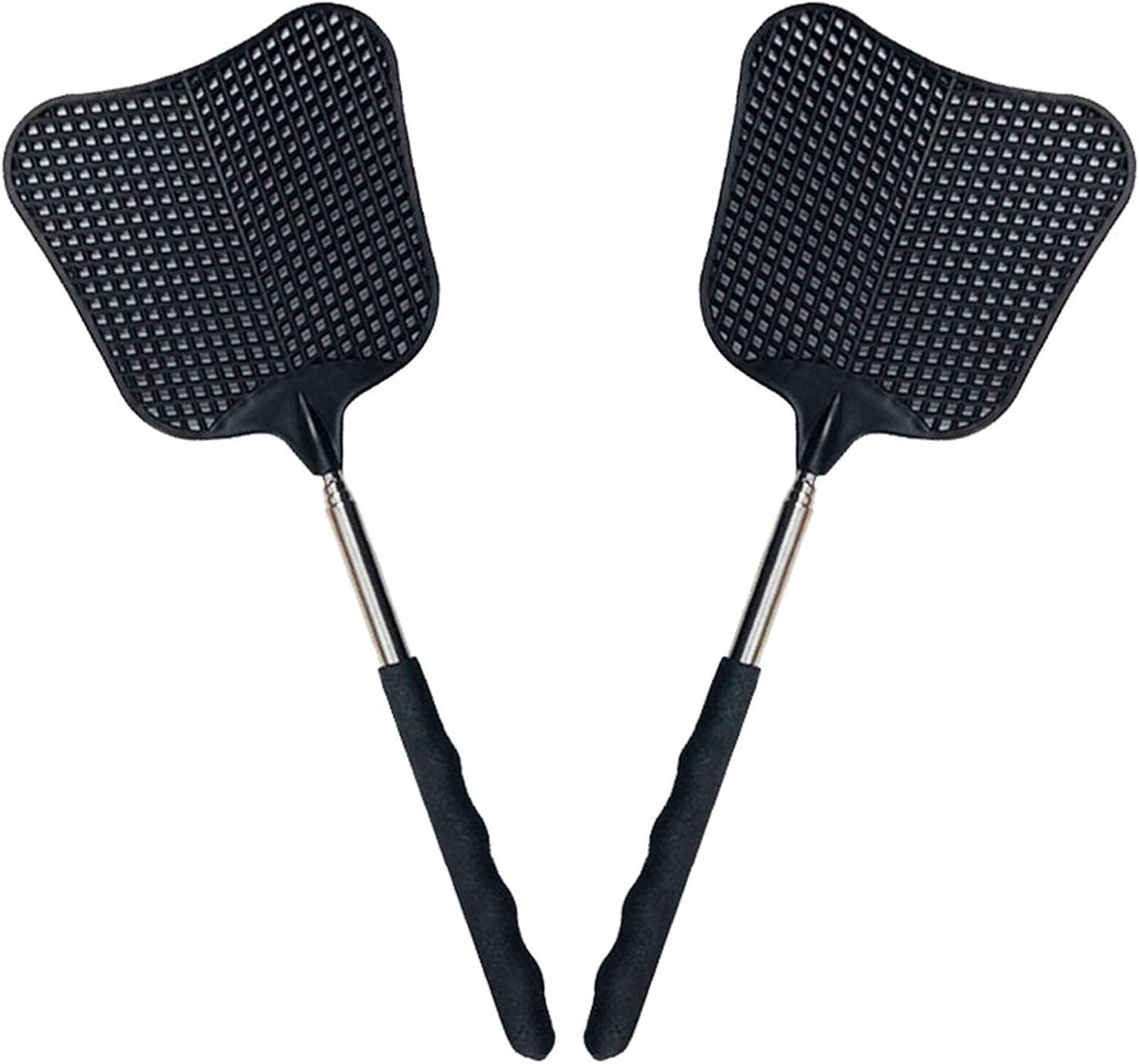 Foxany Telescopic Fly Swatters, Durable Plastic Fly Swatter Heavy Duty Set, Flyswatter with Stainless Steel Handle for Indoor/Outdoor/Classroom (2 Pack)