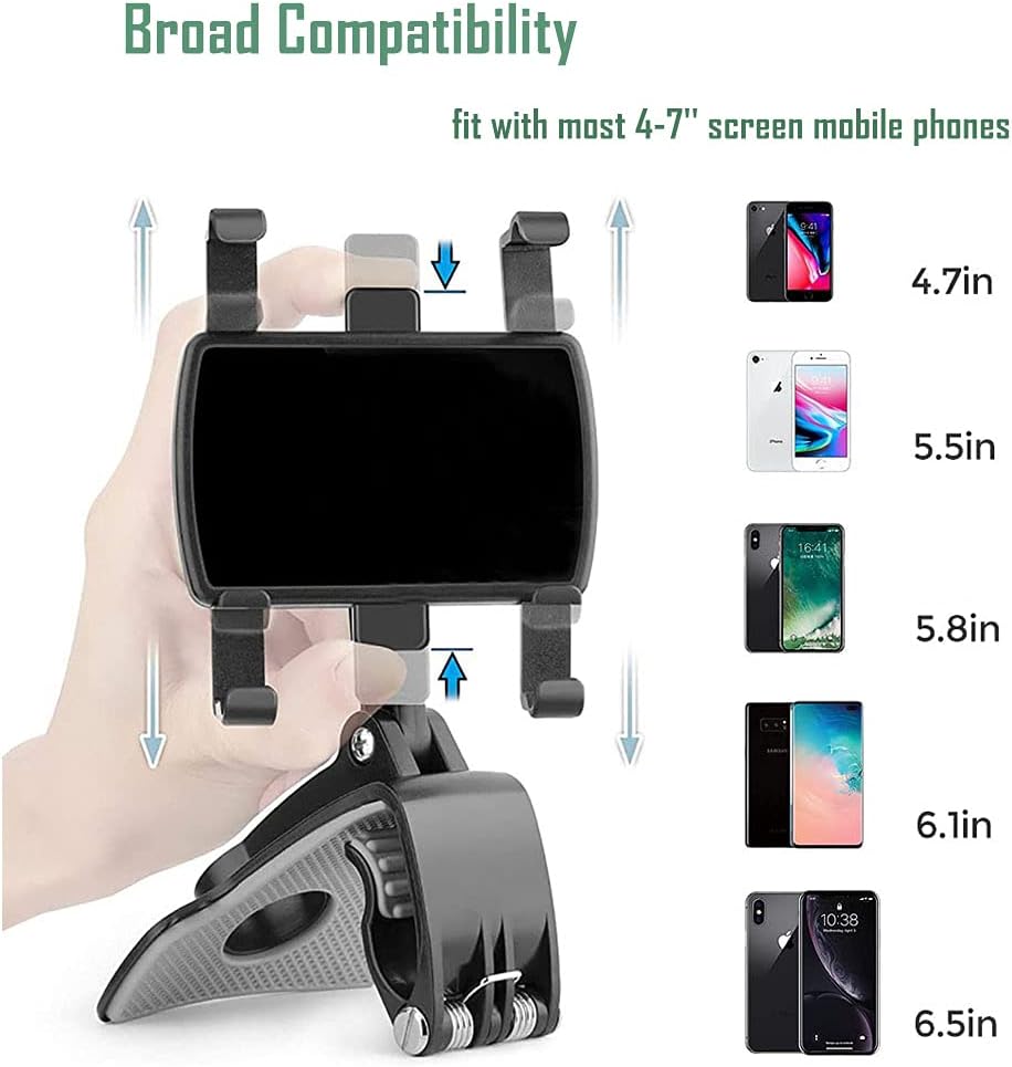 Universal Car Phone Holder Mount,360 Degrees Rotation Dashboard Phone Holder [Upgrade Clip Never Fall],car Phone Mount for iPhone,Samsung,Google,Nokia,and 4 to 7" Smartphones