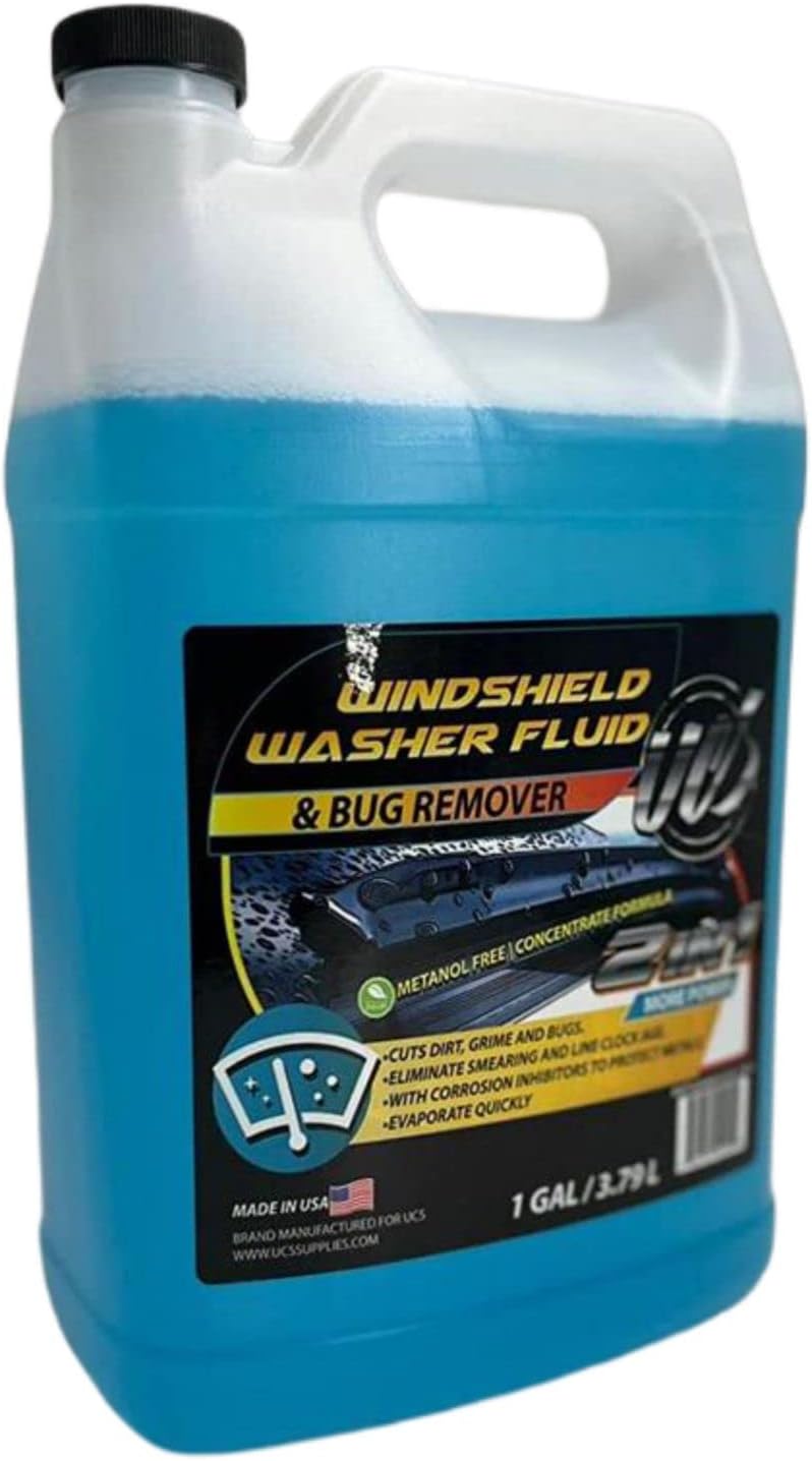 UCS 2-in-1 Windshield Washer Fluid & Bug Remover – Ready to Use, Streak-Free Formula, Removes Bugs, Dirt & Road Grime – 1 Gallon (128 fl oz)