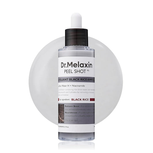 Peel Shot Glow Black Rice Ampoule - Soft Exfoliating Scrub & Blackhead Remover 80ml - Cart Shape