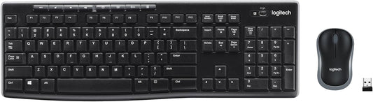 Logitech MK270 Wireless Keyboard and Mouse Combo for Windows, 2.4 GHz, 8 Multimedia Keys, PC, Laptop, Wireless Keyboard Compact Mouse Combo - Black
