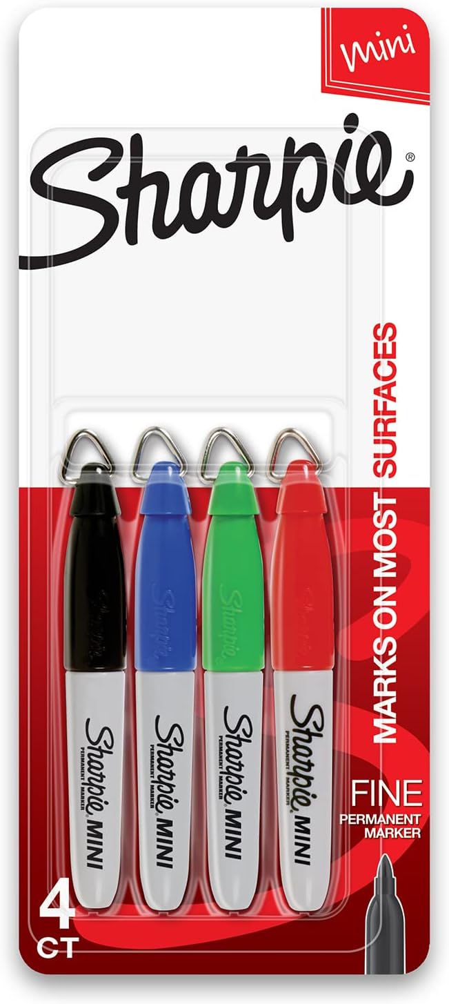 Sharpie Mini Permanent Markers, Fine Point, Assorted Colors, 4 Count ...
