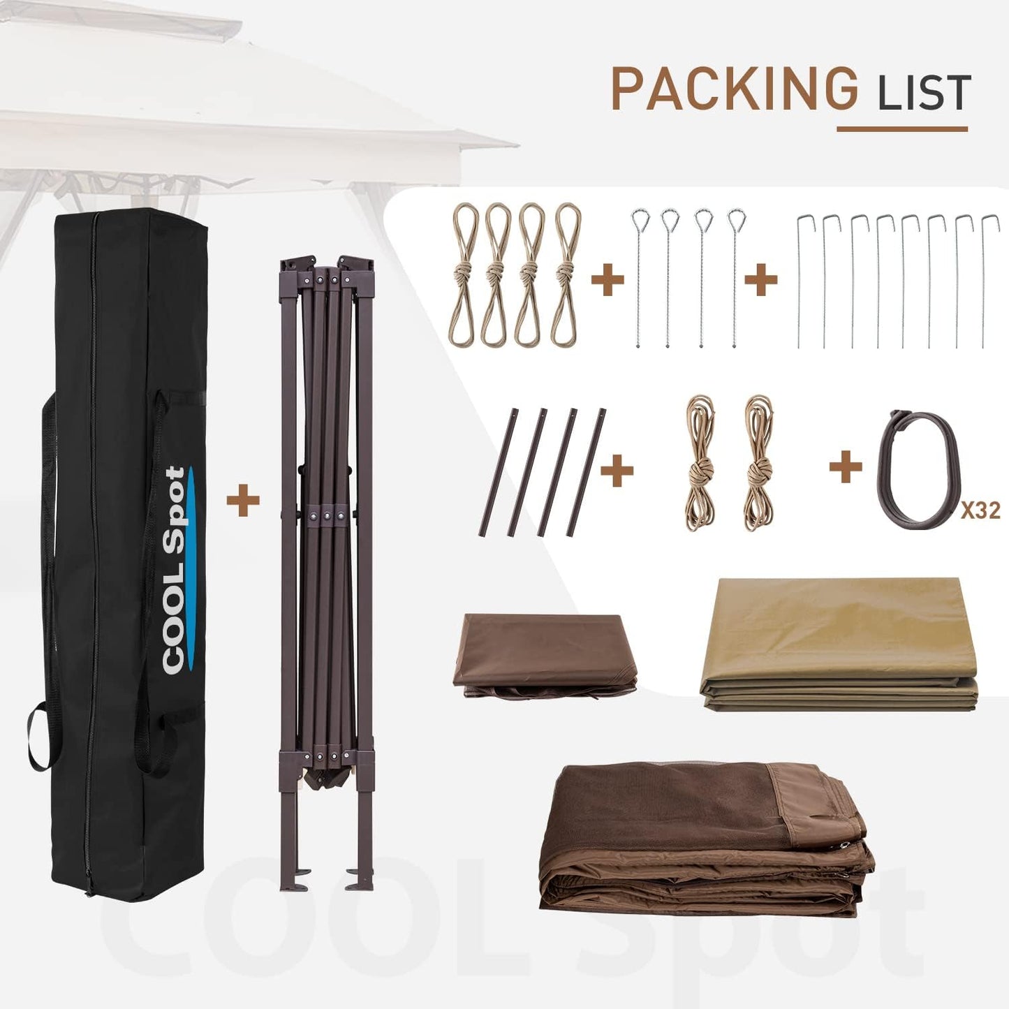 COOS BAY 11x11 Pop Up Instant Gazebo Tent with Mosquito Netting Outdoor Canopy Shelter with 121 Square Feet of Shade (Beige)