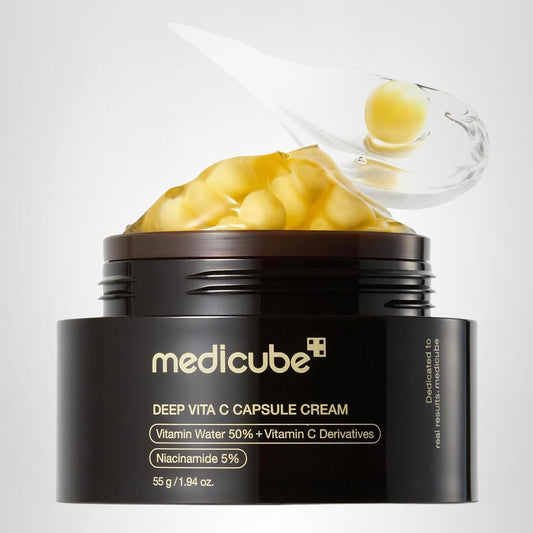 medicube Capsule Cream with Deep Vitamin C | Liposome Vitamin C Golden Capsule for Radiance & Firm-Looking Skin | Hydrating Glow Gel Texture | Korean Skincare, 1.94 oz