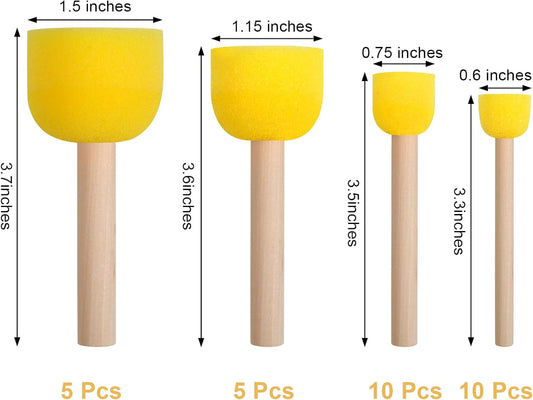 30 Pcs Round Sponges Brush Set, Round Sponge Brushes for Painting, Paint Sponges for Acrylic, Painting Tools for Kids Arts and Crafts (4 Sizes)
