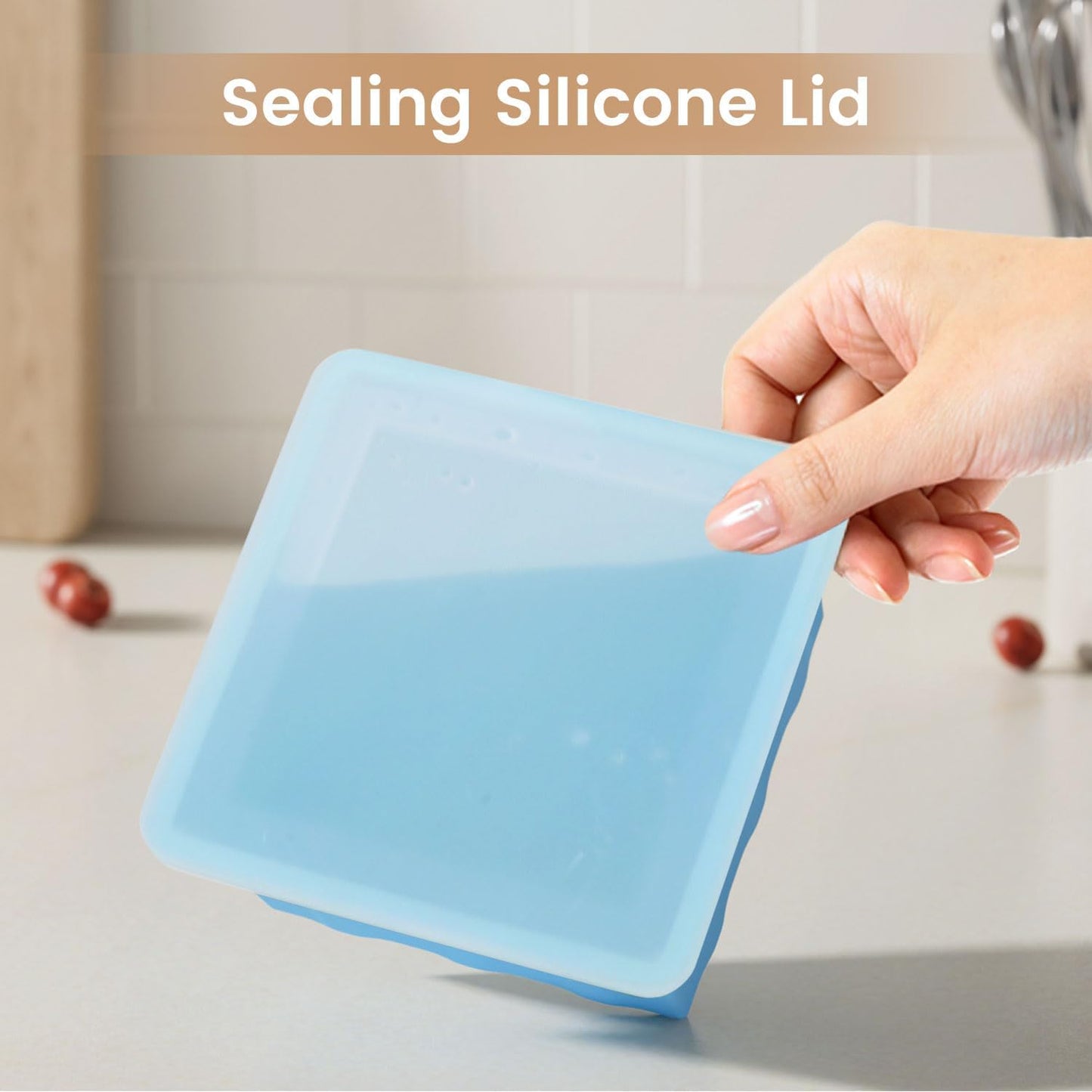 Silicone Freezer Tray for Soup Ice Cubes: 2-Cup Freezing Trays with Lid for Meal Prep - 4Pack Silicon Soup Portion Freeze Tray Make Stock Souped Ice Cube