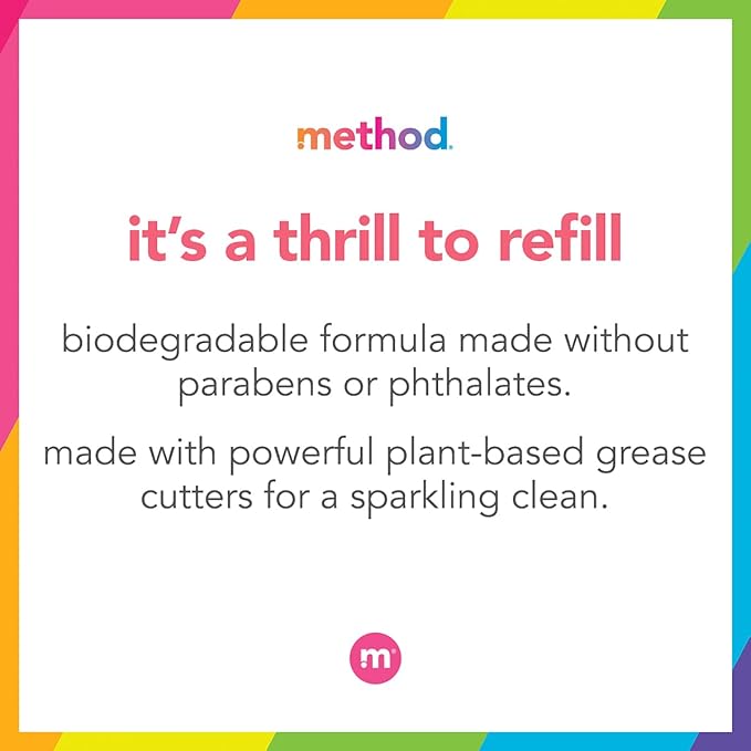 Method Gel Dish Soap Refill, Lime + Sea Salt Scent, Powerful Cleaning Formula, Large Refill Tub, Biodegradable Formula, Cuts Through Grease, 54 Fl Oz