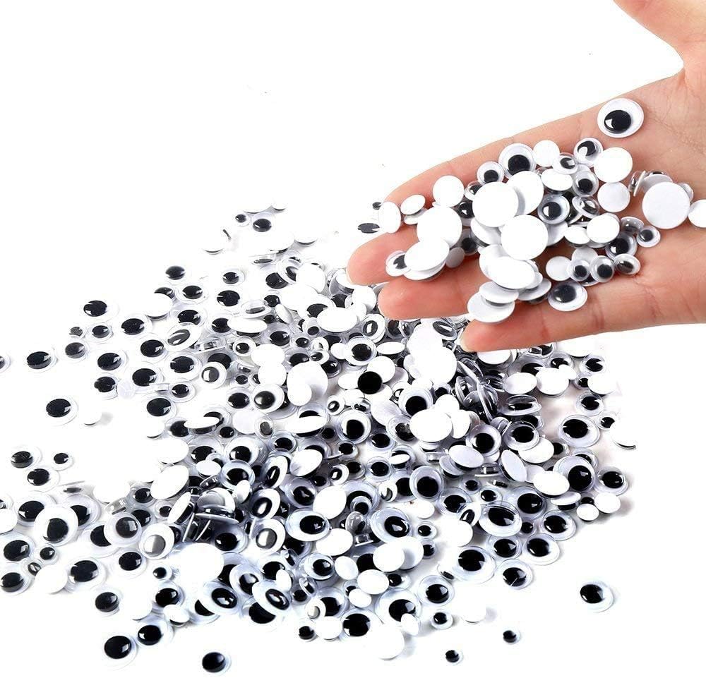 DECORA 500 Pieces 6mm -12mm Black Wiggle Googly Eyes with Self-Adhesive for Crafts Decorations