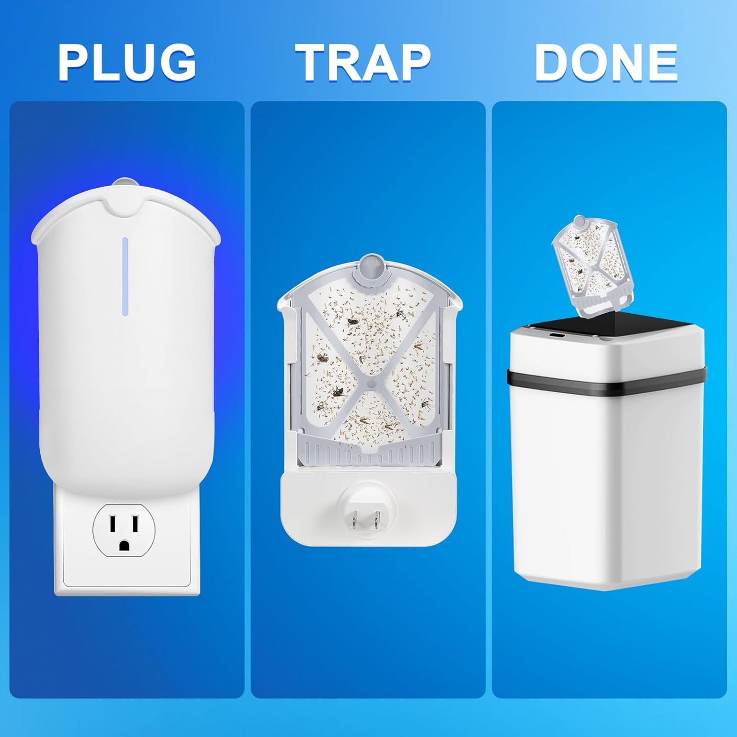 2 Flying Insect Traps & 2 Cartridges - Compatible with M364A Refill - Plug in Fruit Fly Trap for Indoor - Bug Catcher for Gnats, House & Fruit Flies - Use in Any Room (2 Device & 2 Cartridges)