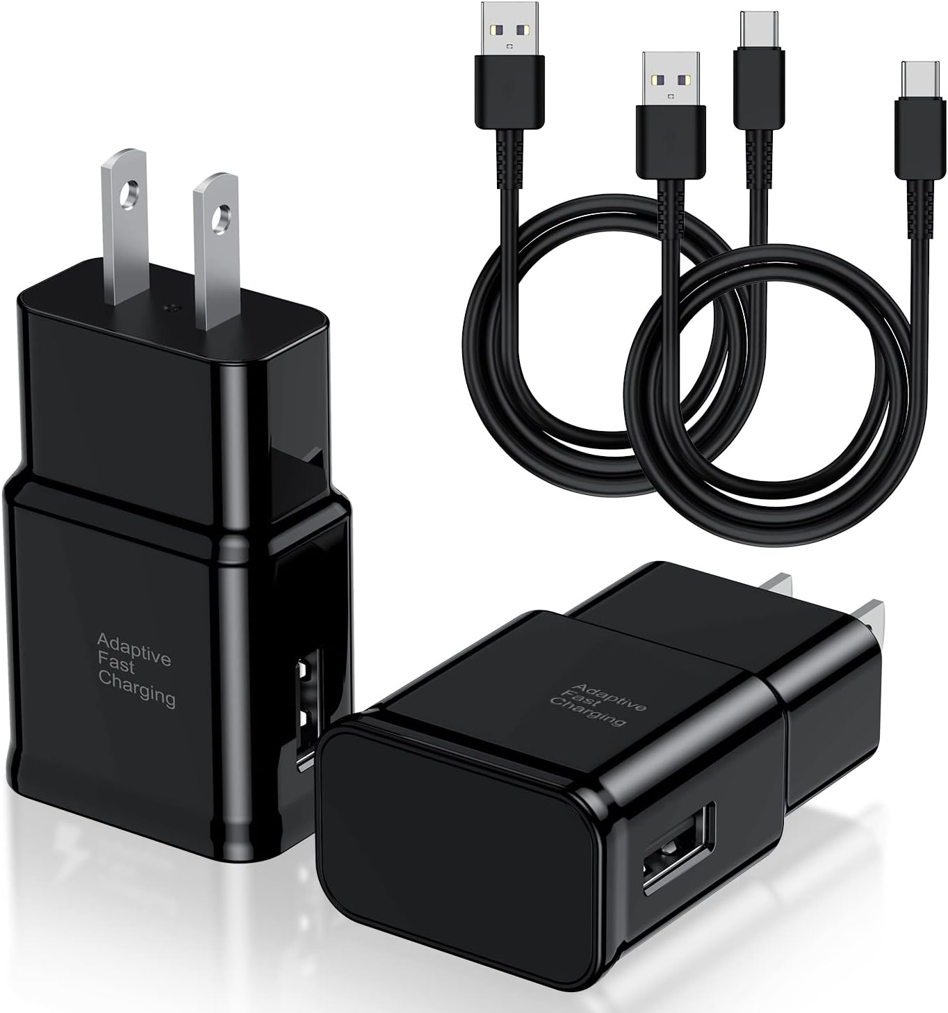 Type C Charger Fast Charging, 2 Pack USB C Android Phone Wall Charger Block & 6ft Charge Cable Cord, for Samsung Galaxy S8 / S9 / S10 Plus Active S10e, S20 / S21 Ultra Plus, Note 8 9 10, Pixel 3 etc