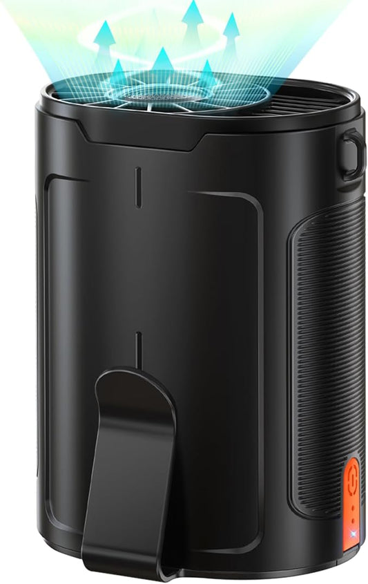 2025 AI Portable Fan Rechargeable, 4 Speeds 6600RPM Strong Airflow, Personal Waist Fan with up to 25H of Working Time, Hands-Free Hanging Neck Fan, Wearable Belt Fan for Camping, Outdoor, Jobsite