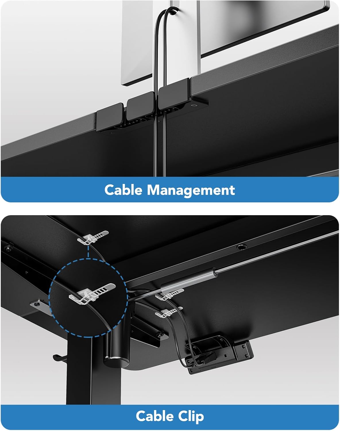 HUANUO 48" x 24" Electric Standing Desk Adjustable Height, 4 Memory Height Settings, Headphone Hook, Cable Manager, Sit Stand Up Desk for Home Office & Computer Workstation, Black