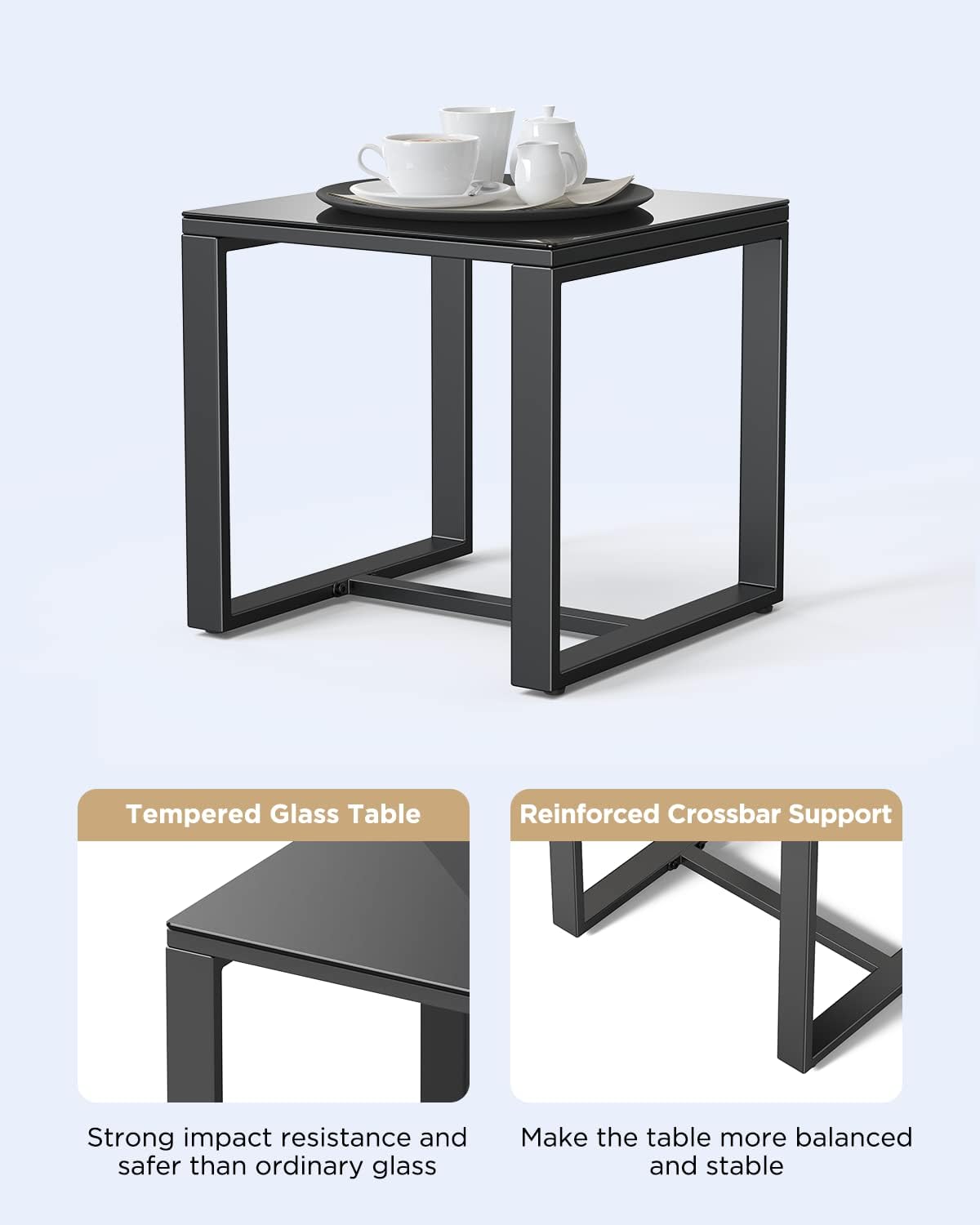 3 Pieces Outdoor Patio Furniture Set Rocking Bistro Set Outdoor Rattan Conversation with Coffee Table for Garden Balcony Backyard Poolside (Grey Cushion)