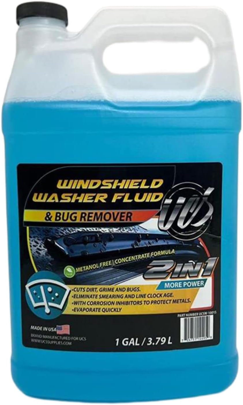 UCS 2-in-1 Windshield Washer Fluid & Bug Remover – Ready to Use, Streak-Free Formula, Removes Bugs, Dirt & Road Grime – 1 Gallon (128 fl oz)