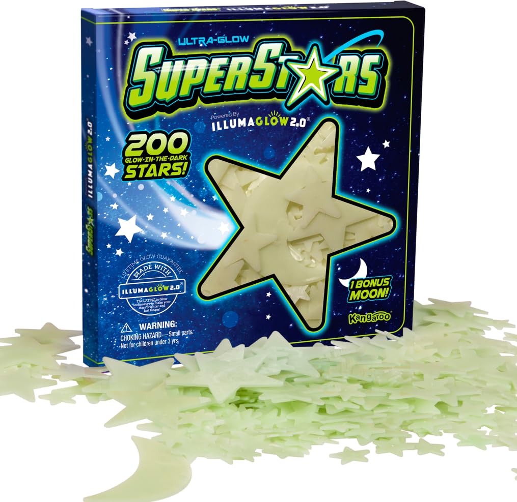 Glow in The Dark Stars - Includes Installation Material and Star map, 200 Glowstars, Only Glow Stars Powered by Our Trademarked Illumaglow2.0