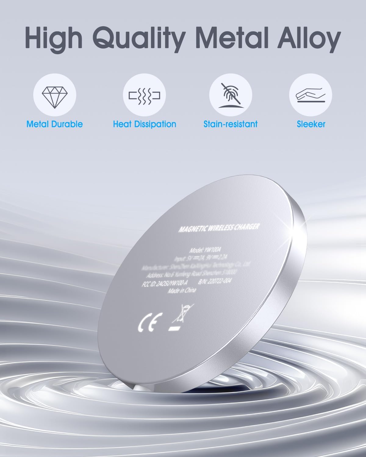 for Apple Mag-Safe Charger 2 Pack, Magnetic Wireless Charger for iPhone 17/17 Pro/17 Pro Max/Air/16 15 14 13 12 Pro Max Plus mini, Charging Pad for Airpods Pro 3 2,Strong Magnet, Silver