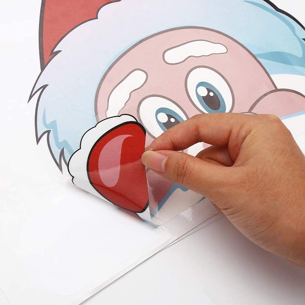 300 PCS 8 Sheet Christmas Snowflake Window Cling Stickers for Glass, Xmas Decals Decorations Holiday Snowflake Santa Claus Reindeer Decals for Party