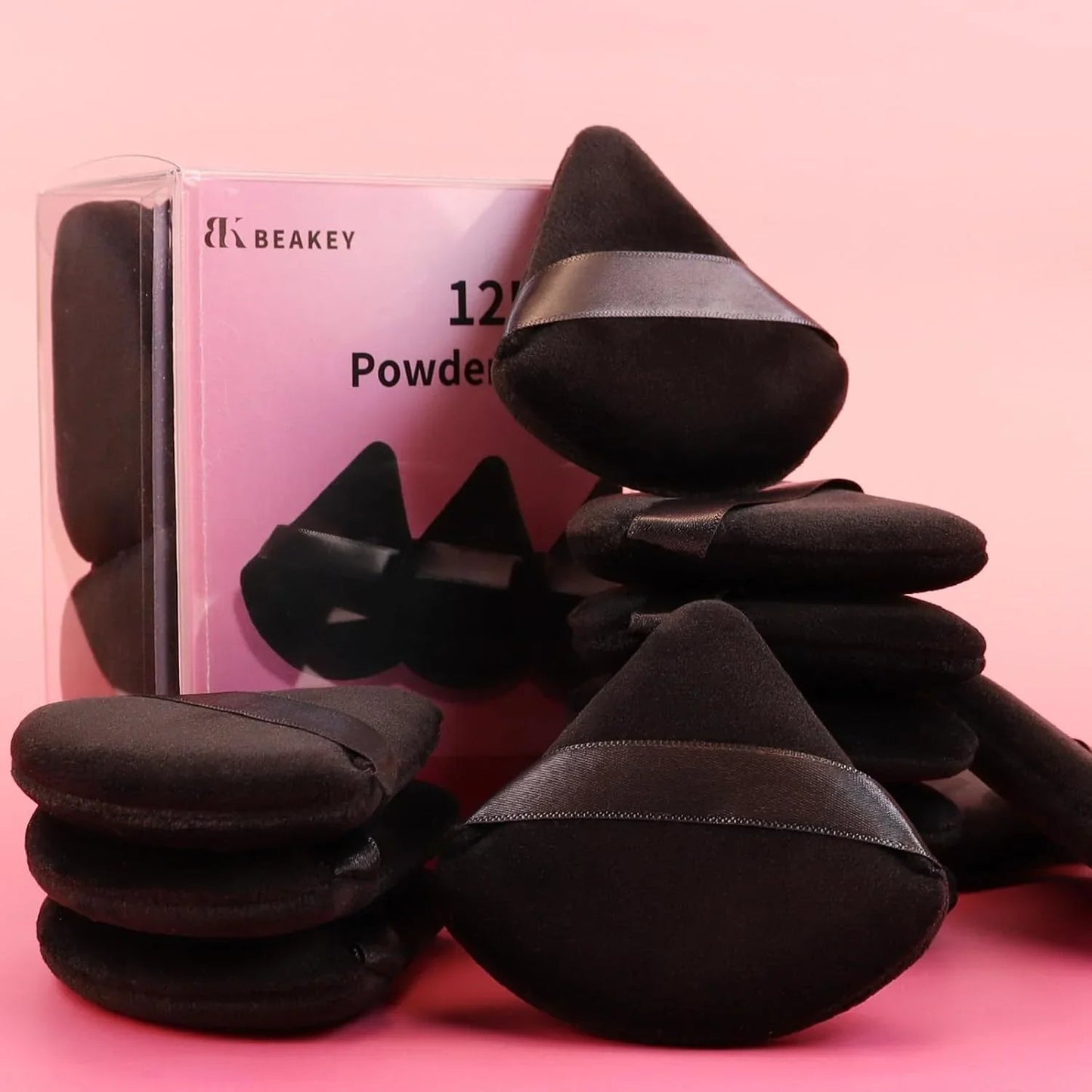 BEAKEY 12pcs Triangle Powder Puffs for Loose Powder & Foundation Makeup - Cart Shape