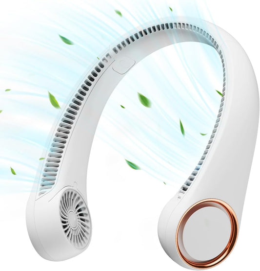 Gaiatop Portable Neck Fan Rechargeable, Hands-Free 360° Cooling, 17hrs Runtime, Battery Powered Personal Wearable Fan Quiet, Summer Outdoor Travel Essentials, Birthday Gifts for Women Men Teens, White