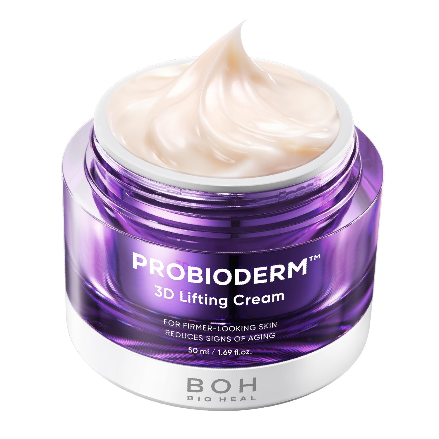 BIOHEAL BOH Probioderm 3D Lifting Cream 1.7 fl oz | Advanced Korean Anti-Aging Probiotics Facial Night Cream Moisturizer with 17-Peptide Complex & Patented Probioderm for Wrinkles on Face and Neck