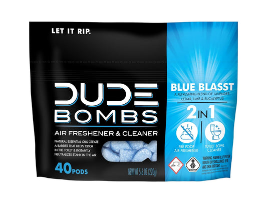 DUDE Bombs - Toilet Stank Eliminator - 1 Pack, 40 Pods - Fresh Scent 2-in-1 Stank Eliminator + Toilet Bowl Freshener - Refreshing Blend of Lavender, Cedar, Lime, and Eucalyptus