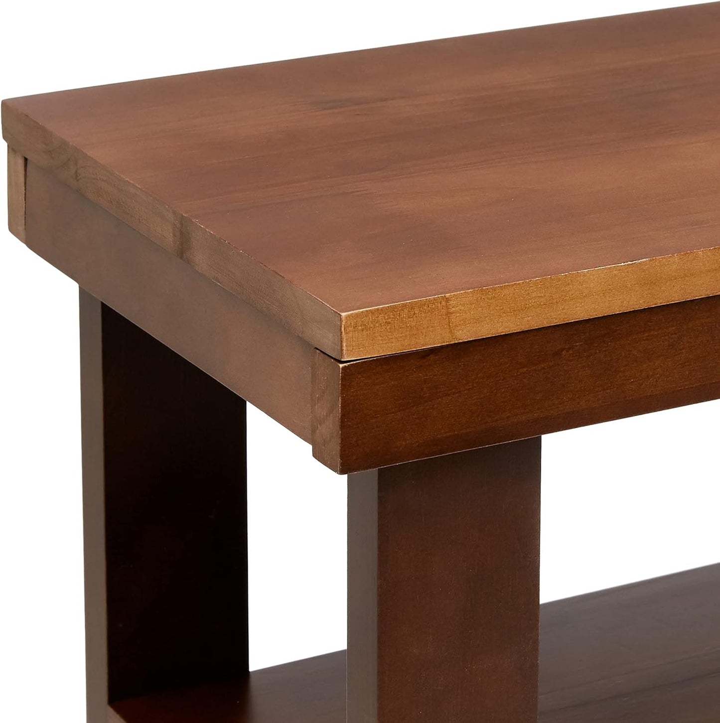 Solid Pine Wood Entryway Shoe Rack Bench, Espresso, 10.4" D x 27.56" W x 17.72" H